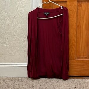 Express wine color cardigan xs
